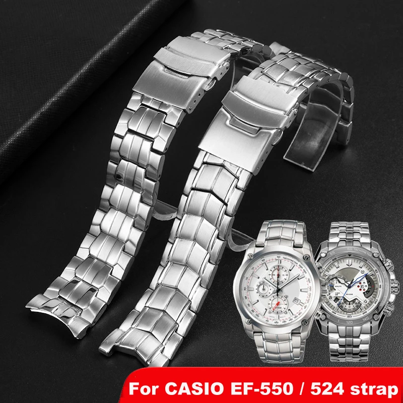 

For Casio EF-550 Men's Stainless Steel Watchband EDIFICE Series 5051 EF-524D Bracelet Waterproof Silicone Rubber Strap 22mm