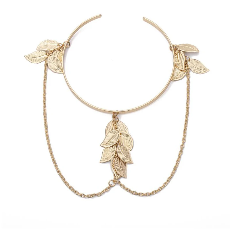 Женский Браслет-манжета на руку браслет с подвеской в виде листьев из металла и