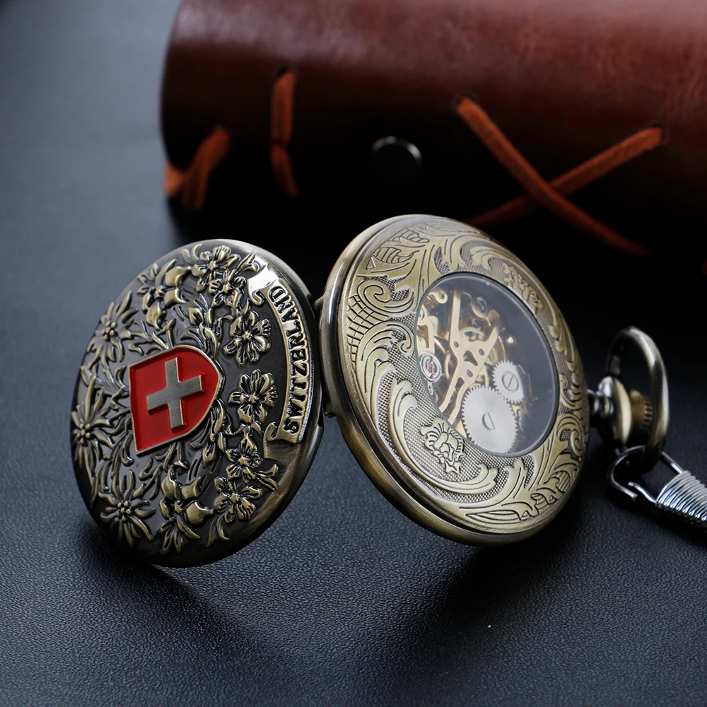 Classic Cross Badge Mechanical Pocket Watch High Quality Unisex Necklace Timing Pendant Mens and Women's Pocket Watch Renoj