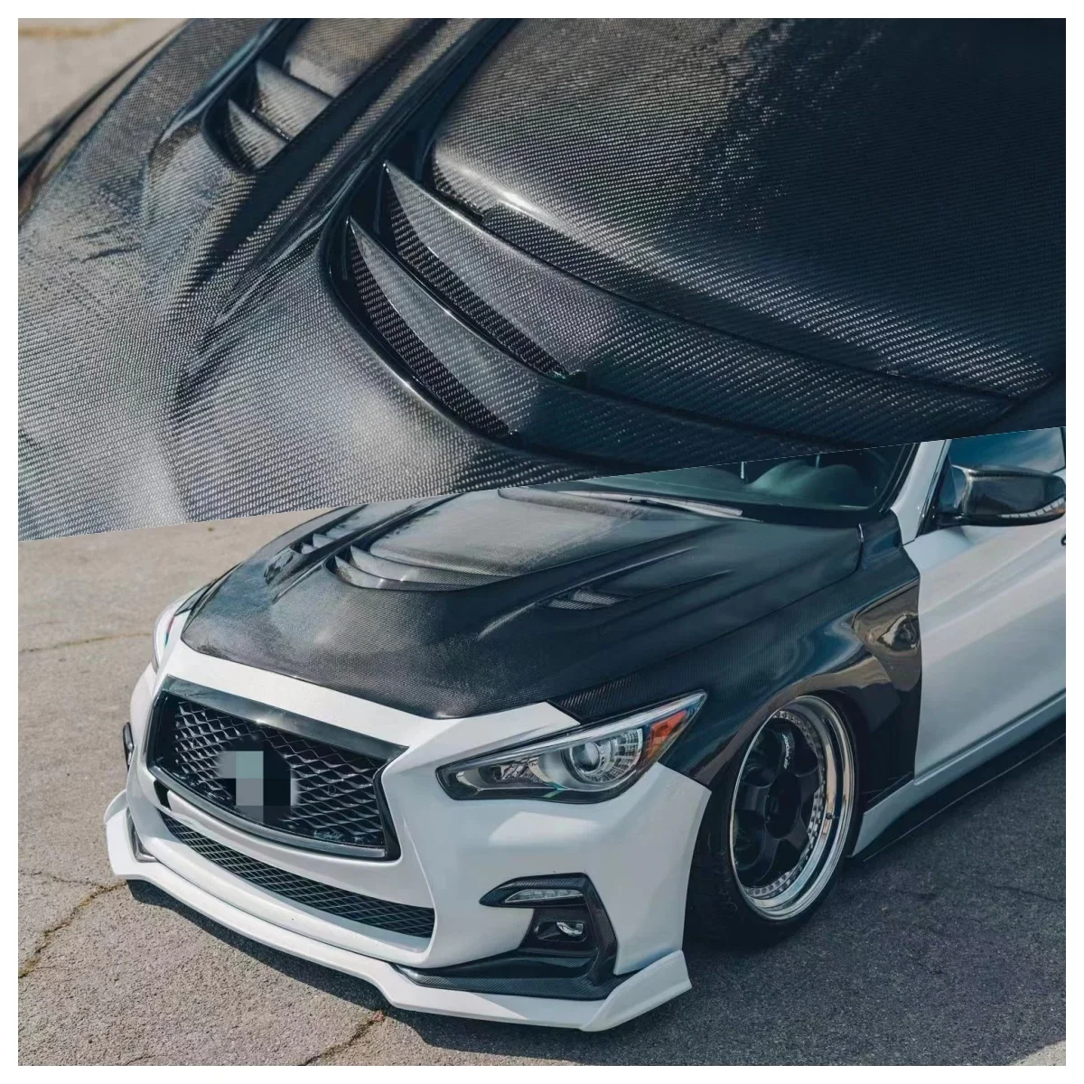 Карбоновый капот MRD Demon style V5 для Infiniti Q50 2014+ сотовый из углеродного волокна