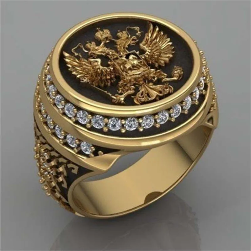 

Exquisite Women Gold Color Round Geometry Angel Eagle Rings for Men Wedding Engagement Jewelry