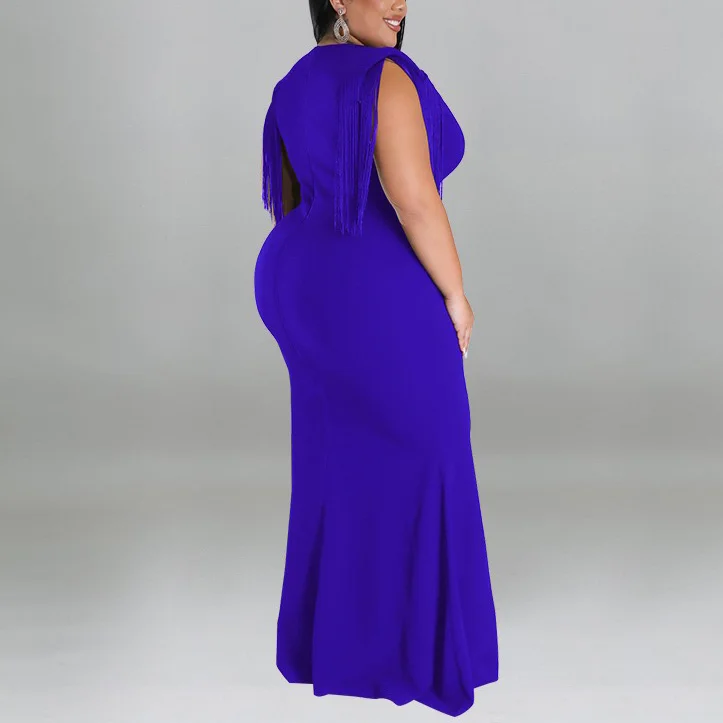 4XL 5XL Plus Size Dresses for Women V Neck Sleeveless High Waisted Bodycon Mermaid Floor Length Large Evening Party Dress Big