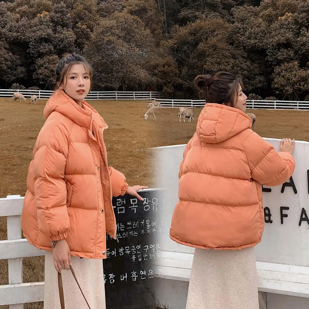 Women Winter Down Jacket Coat Oversize 2XL Short Thicken Warm 2023 Hooded Cotton Padded Winter Coat Women Clothes Black White