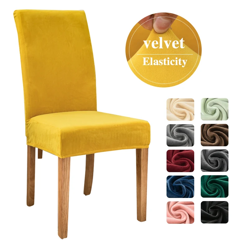 

Velvet Plush Stretch Chair Slipcover Elastic Spandex Chair Cover for Dining Room Kitchen Wedding Banquet Hotel housse de chaise