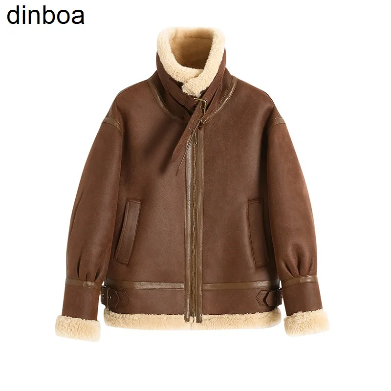 

2022 New Retro Thick Fur All-in-one Motorcycle Clothing Cotton Clothing Women's Lamb Wool Coat Winter Fahion Hip Hop Y2k Jacket
