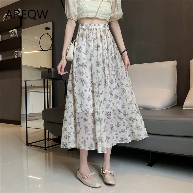 

Floral A-line skirt women's summer 2022 new high-waisted slim design sense niche drape skirt