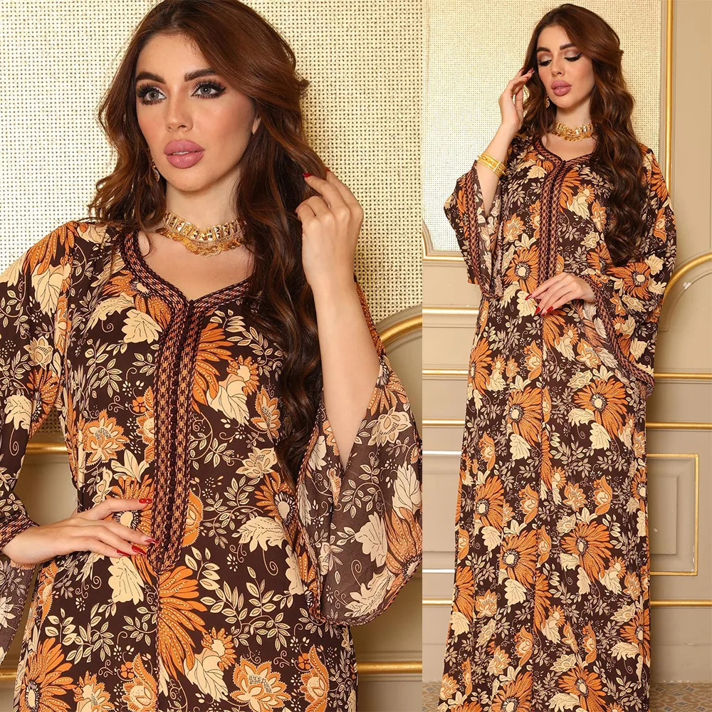 

Ramadan Eid Abaya Chic Print Dubai Maxi Dress Geometric Kimono Cardigan Mujer Kaftan Hijab Muslim Jilbab Caftan Turkish Islam