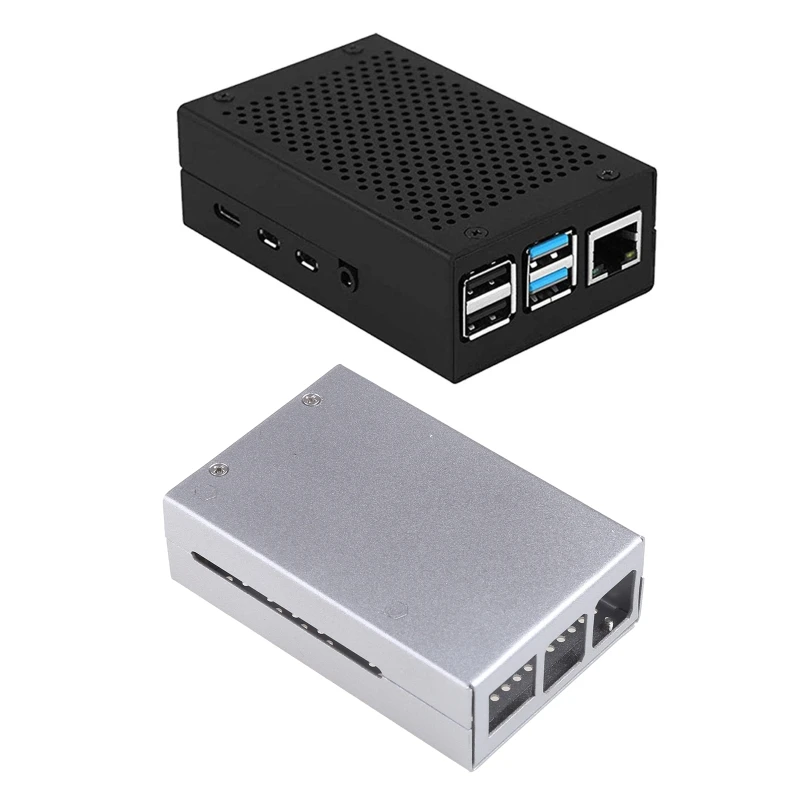 

Алюминиевый защитный корпус, металлический корпус для Raspberry Pi Model 4B, серебристо-черный, Прямая поставка