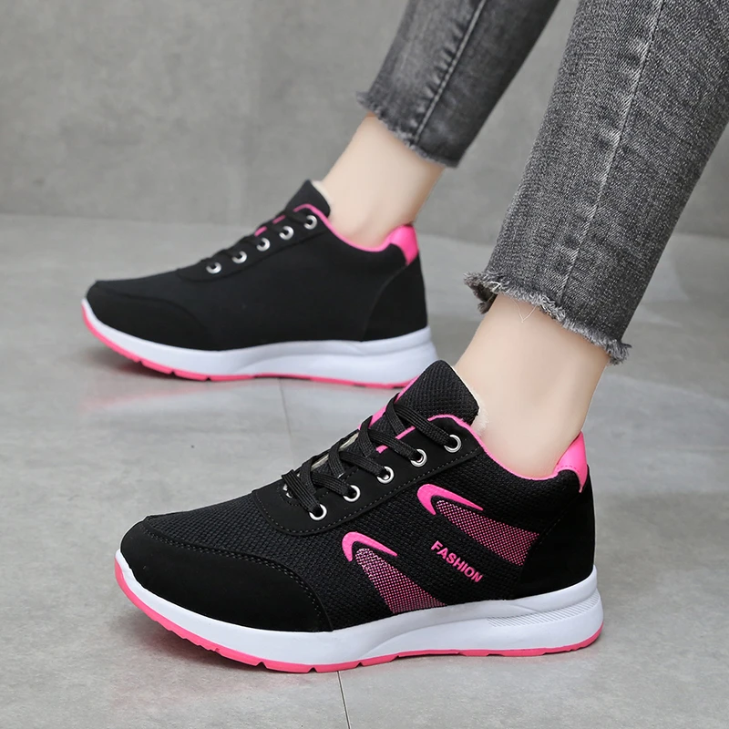 

2023 New Platform Sneakers Winter Women Warm Plush Mesh Shoes Autumn Woman Outerdoor Fashion Black Student Shoes Womens Shoes