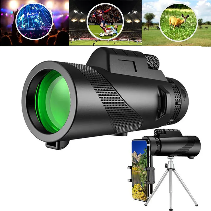 

80X100 HD Powerful Monocular Telescope Phone Camera Zoom Starscope Tripod Telescope Phone Clip For Outdoor Camping Accessories