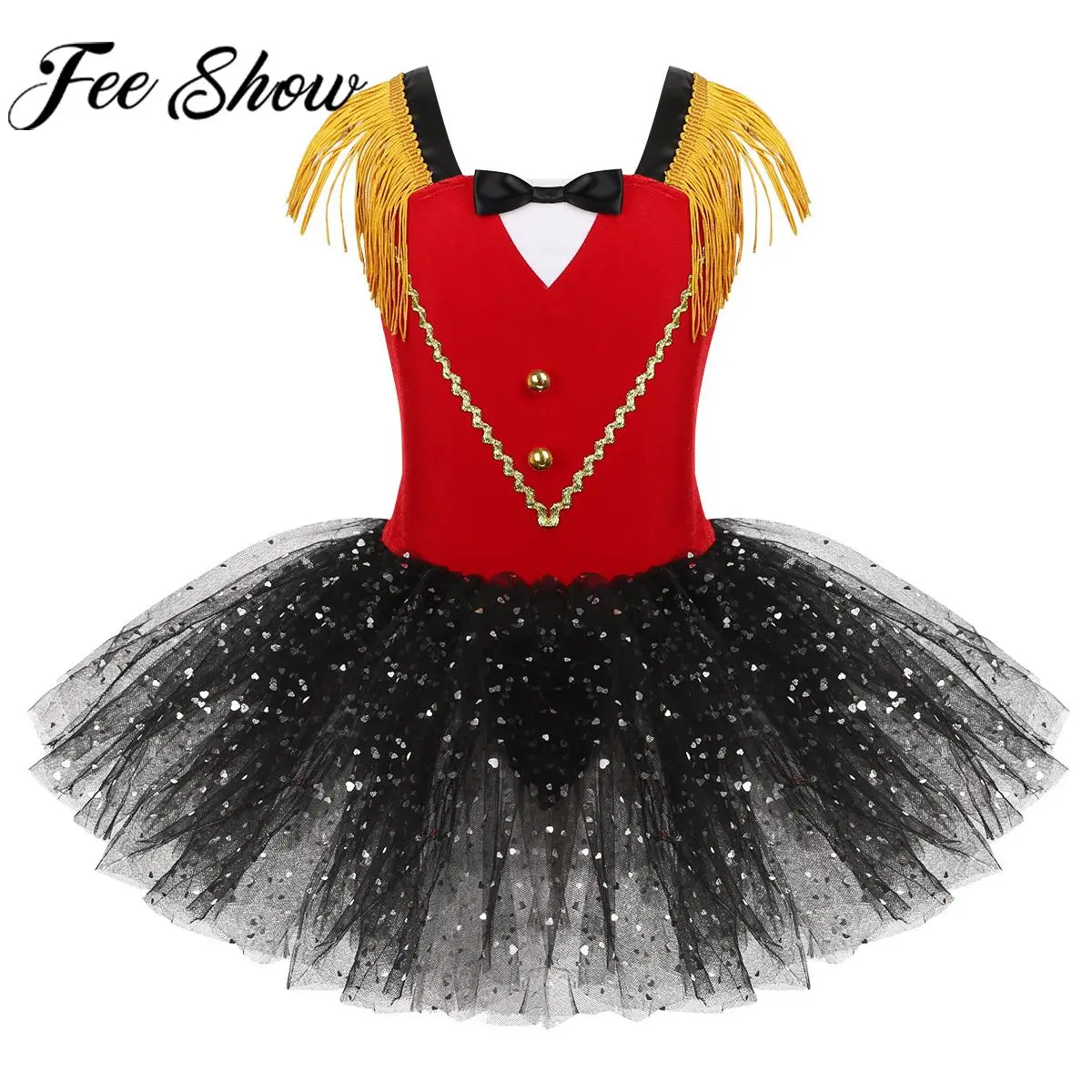 

Kids Girl Circus Ringmaster Costume Sequin Mesh Tutu Dress Carnival Performance Outfit Children Halloween Cosplay Party Dress Up