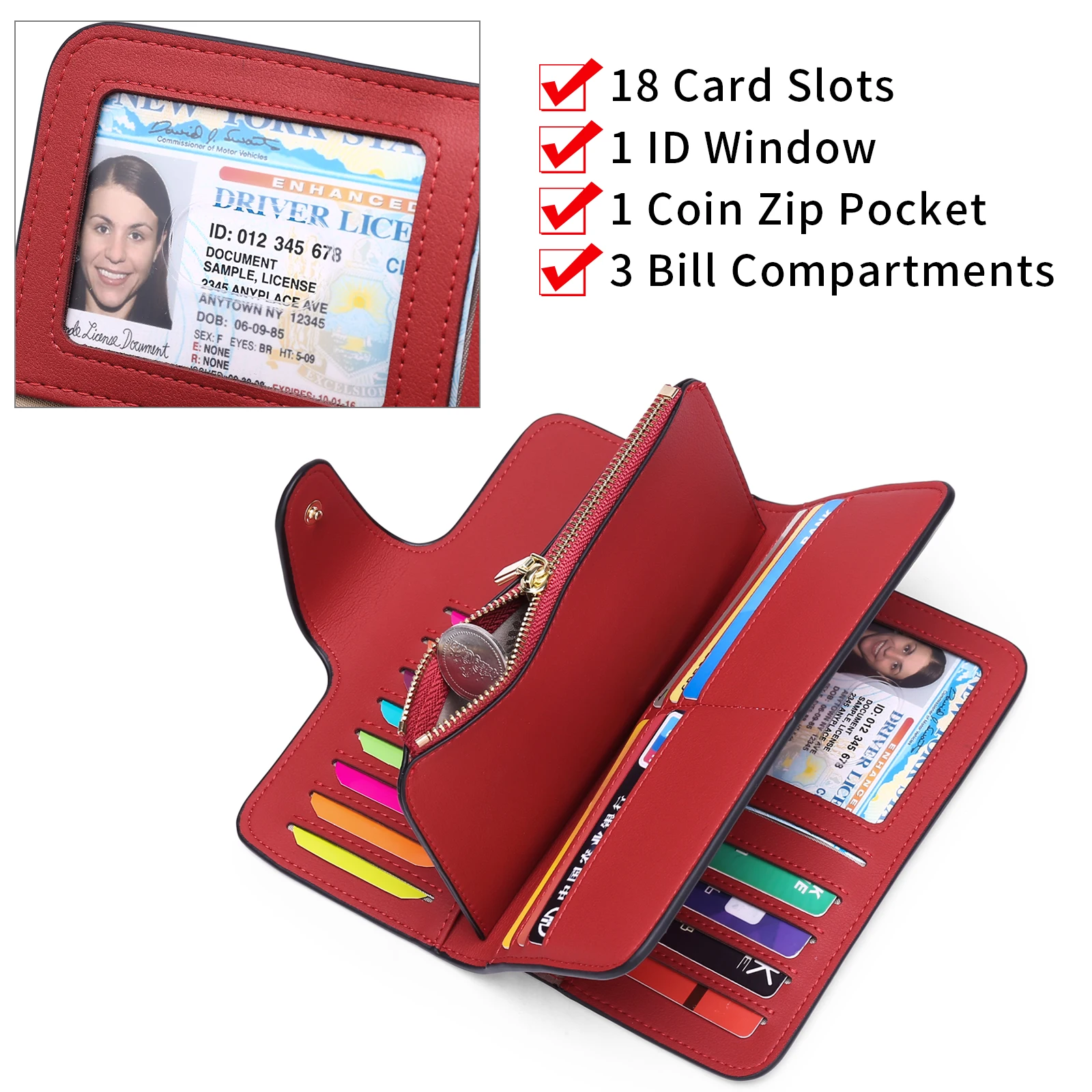 SENDEFN Wallet Women PU Leather Luxury Card Holder Clutch Casual Women Wallets Zipper Pocket Hasp Ladies Wallet Female Purse