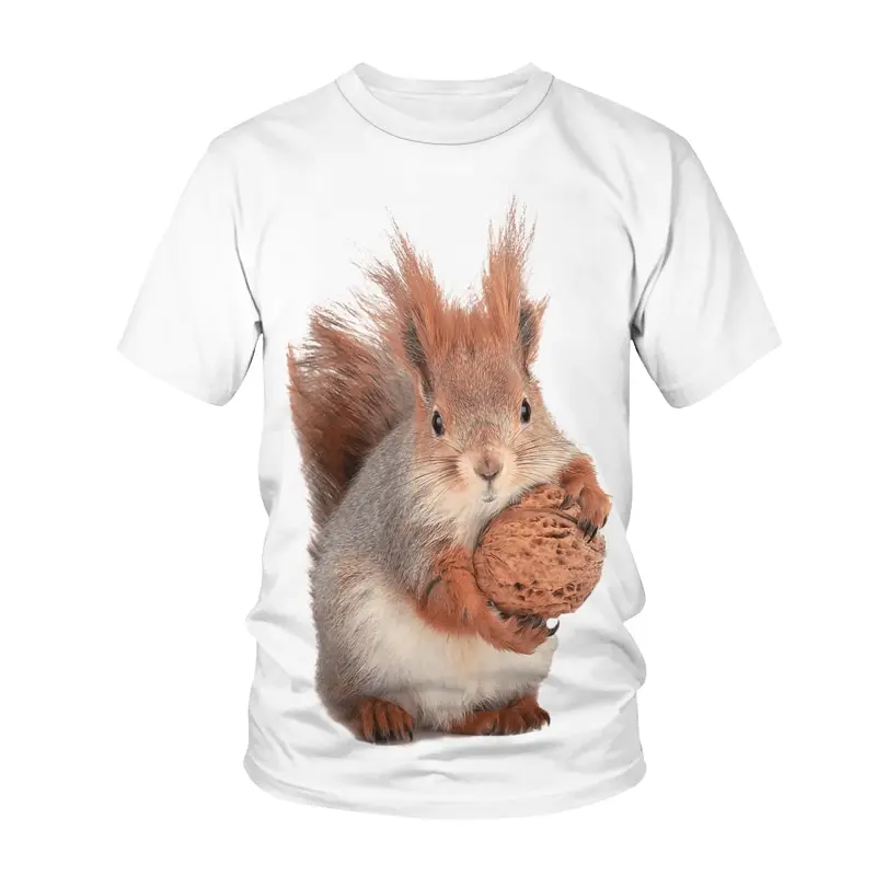 

T-shirt motif écureuil pour homme et femme, surdimensionné, imprimé en 3D, vêtement de sport pour enfant