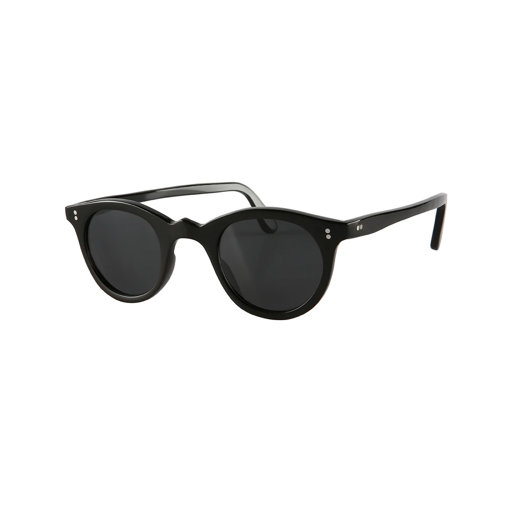 

Unique Horizontal Vertical Rivets Arched Nose Bridge Round Black Natural Buffalo Horn Glasses Eyeglasses Frame Sunglasses