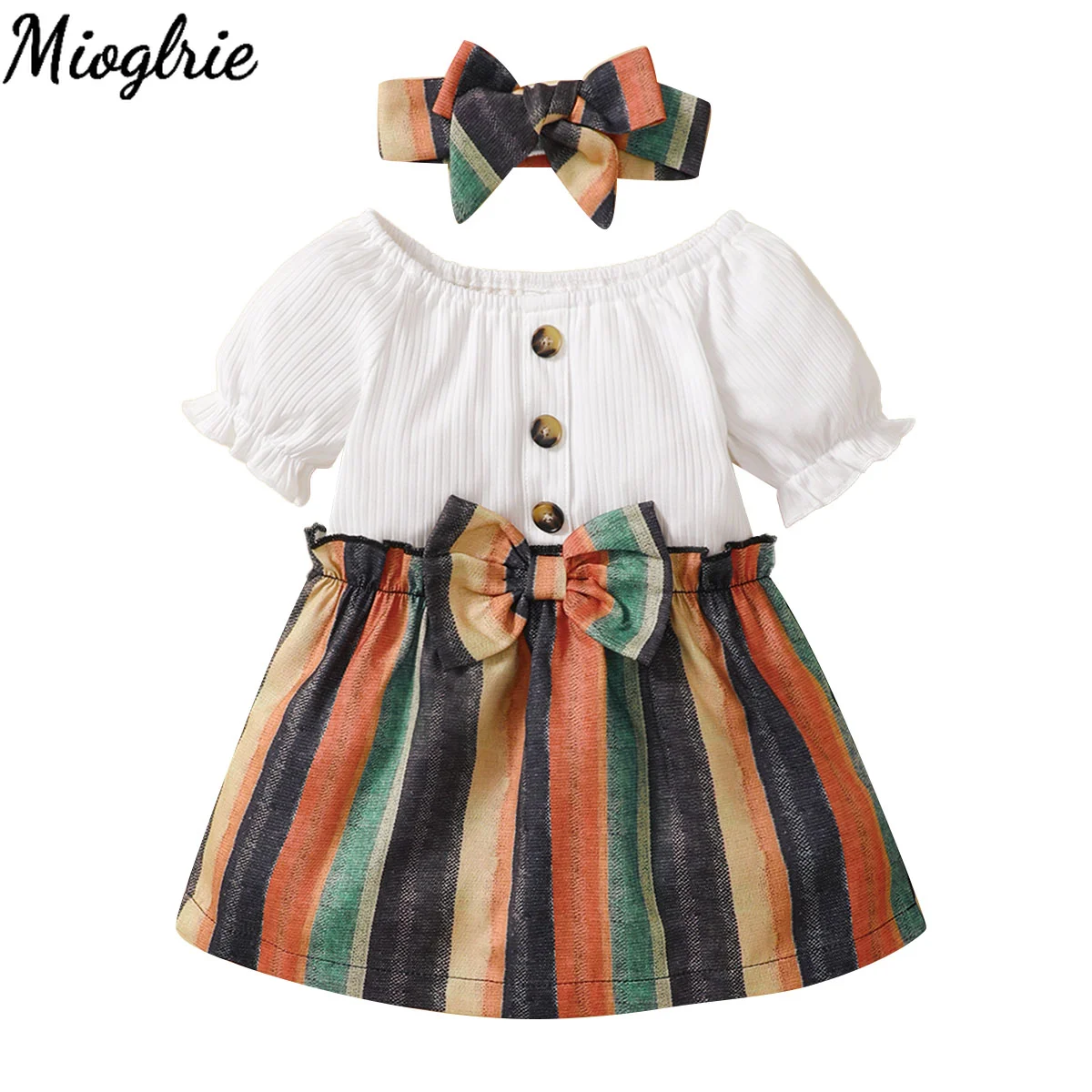 

3-24M Toddler Baby Girl Dress Clothes Set Cotton Striped Baby Girl Party Dress Newborn Baby Girl Outfits Dress Set