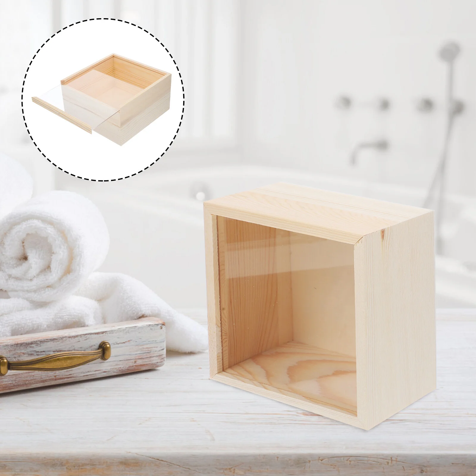 

Clear Display Box Clear Lid Natural Mini Boxs Rustic Clear Makeup Case Storage Box