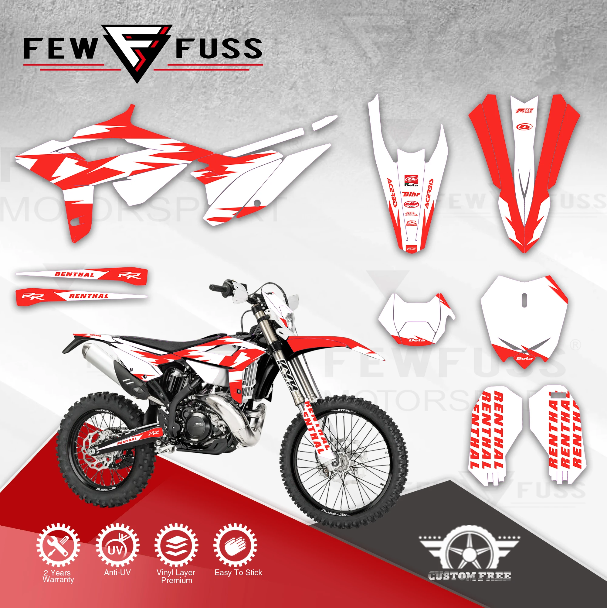 FEWFUSS Custom Team Graphics Backgrounds Decals 3M Stickers Kit For BETA 2020 2021 2022 RR RR-S 125 200 250 300 350 390 05