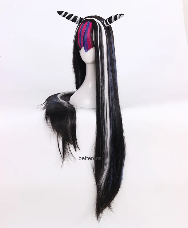 Фото Danganronpa Dangan Ronpa Mioda Ibuki Косплей Парик 100 см Длинный термостойкий парик из синтетических волос + шапочка для парика №2