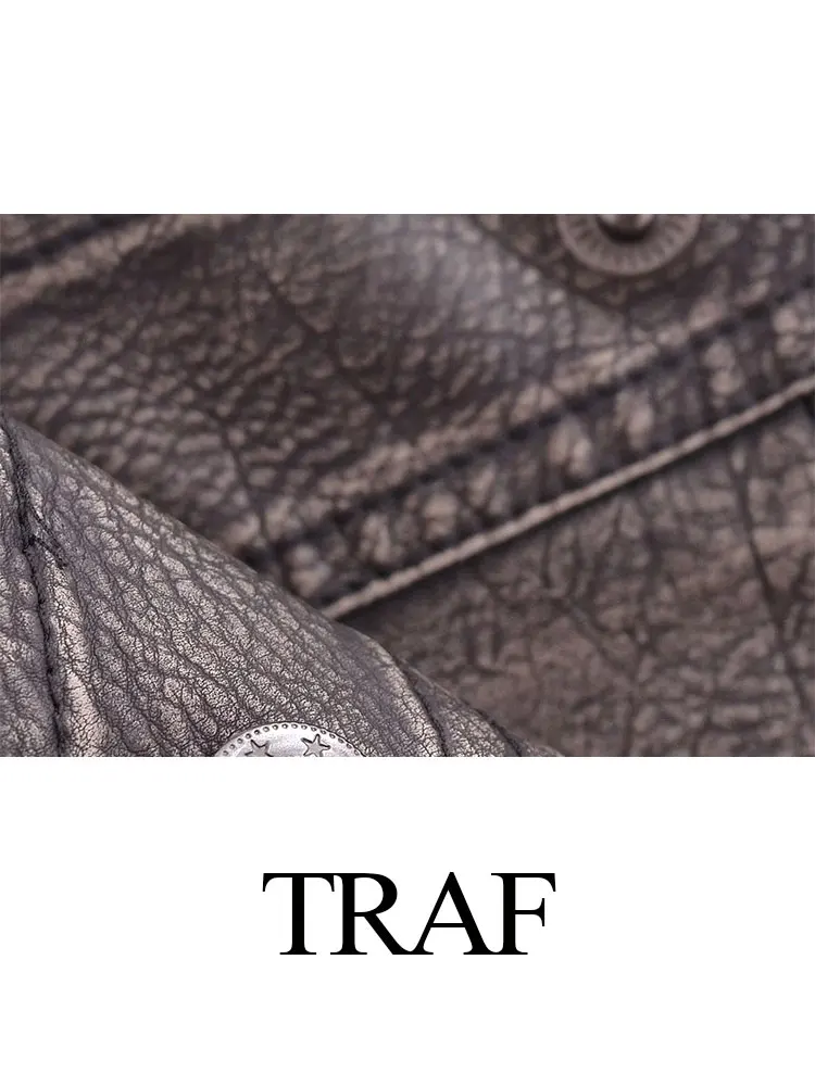 Юбка женская кожаная коричневая Асимметричная на молнии с высокой талией и