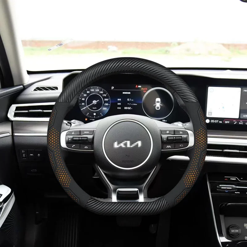 Чехол рулевого колеса автомобиля для Kia KN K2 K3 K4 K5 EV6 GT Rio Sportage Stinger Niro Picanto Cerato Xceed