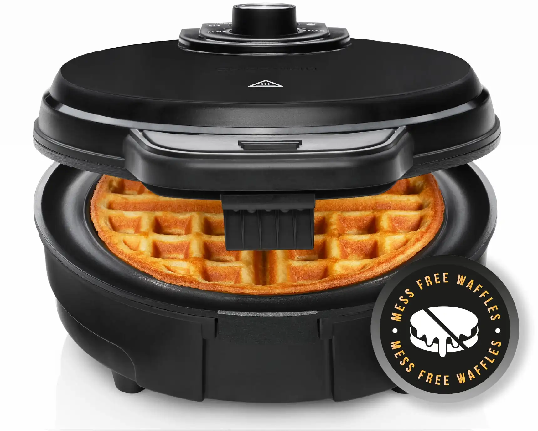 Anti-Overflow Belgian Waffle Maker, 7 Shade Settings, Cool-touch Vented Handle, Nonstick Cooking Surface, Black