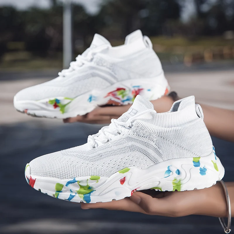 Кроссовки-носки женские повседневные дышащие вязаные легкие спортивные туфли