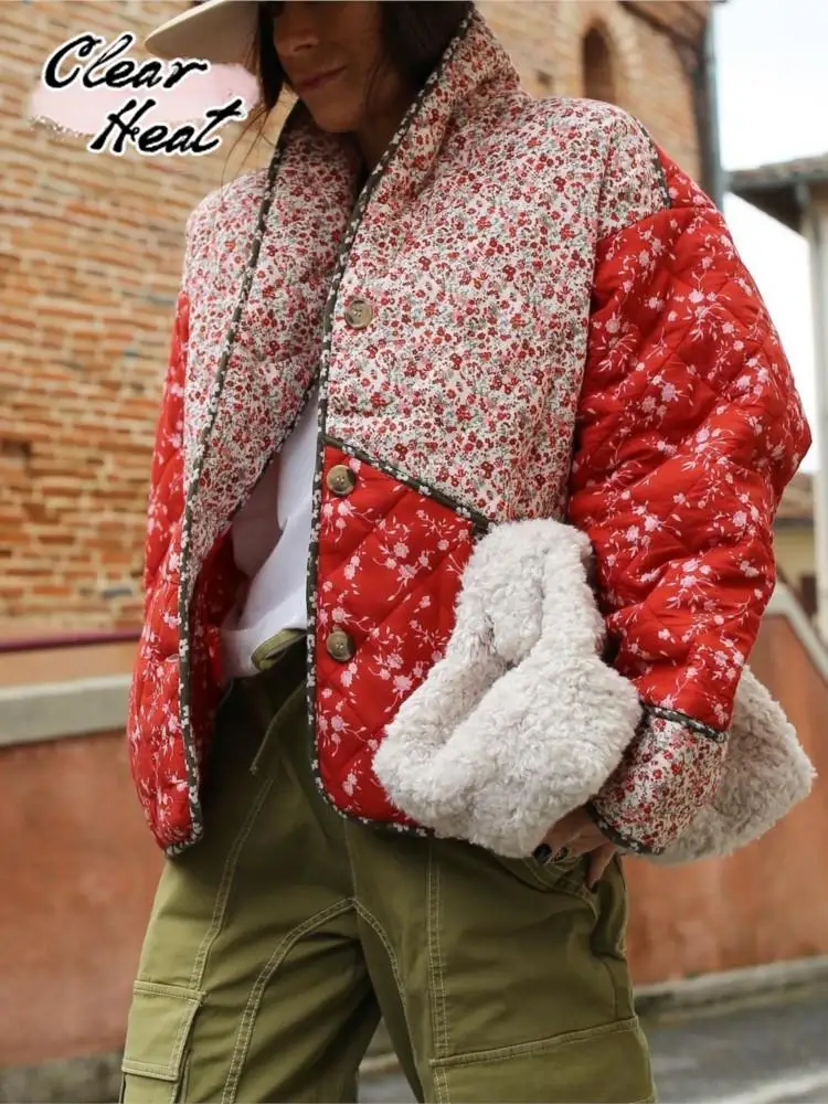 

Женская хлопковая куртка в стиле пэчворк, винтажная короткая куртка с длинным рукавом, модная свободная уличная одежда, осень 2023