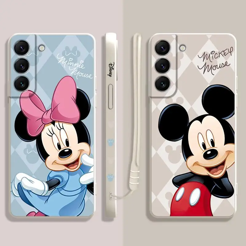 

Disney Mickey Minnie Mouse Couple Liquid Case For Samsung Galaxy S23 S22 S21 S20 FE Ultra S10 S9 S8 Plus Note 20Ultra 10Plus
