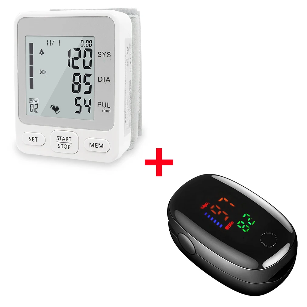 

Automatic Voice USB Rechargeable Wrist Cuff Sphygmomanometer Tonometer Meter LCD Display Oxygen Saturation Meter Pulse Oximeter