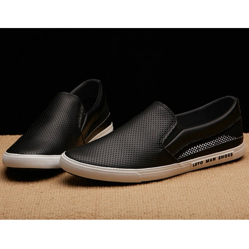 

2023 Fashion Spring Summer Shoes Men Loafers Breathable Mens Casual Shoes Flat Male Footwear Black White Shoes Slip-on KA4291
