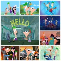 disney 5d diamond drawing cartoon phineas and ferb diy ab drill embroidery mosaic sets cross stitch home decoration gifts jh042