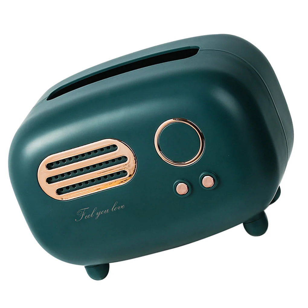 

Retro Radio Model Tissue Box Desktop Paper Holder Vintage Dispenser Storage Napkin Case Organizer Ornament Craft