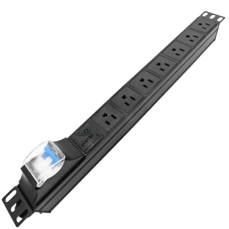 

Network Rack SPD PDU Power Strip 3500W 7 unit US Socket 16A Circuit Breaker 2Meters Extension Cord Aluminium Alloy Shell