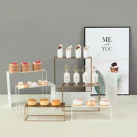 European-style White Dessert Table Decoration Wedding Display Stand Cupcake Table Decoration Golden Tea Ladder Shelf