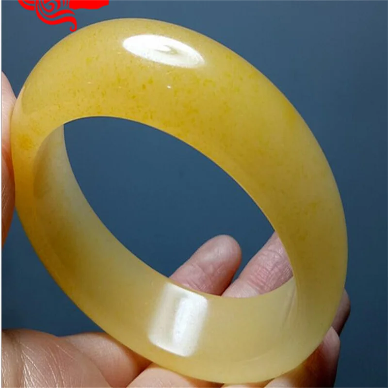 

Hot selling natural hand-carve Hetian golden silk jade yellow Baranglet 56-62mm bracelet fashion Men Women Luck Gifts Amulet