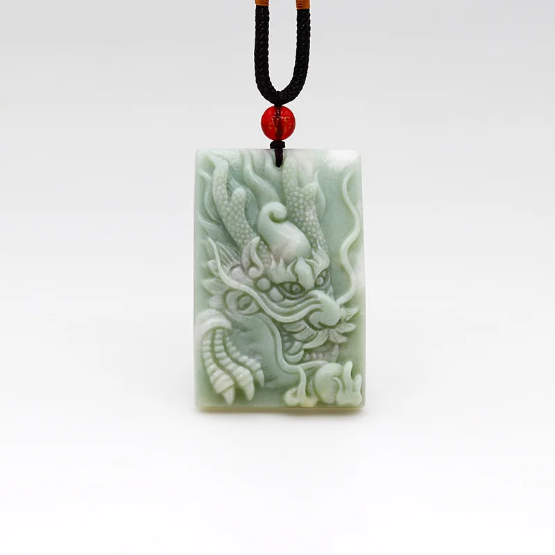 

Подвеска в виде дракона из нефрита для мужчин, роскошное натуральное ювелирное изделие, винтажный подарок, Амулет из натурального камня, ожерелье, зеленый, китайский дизайнерский
