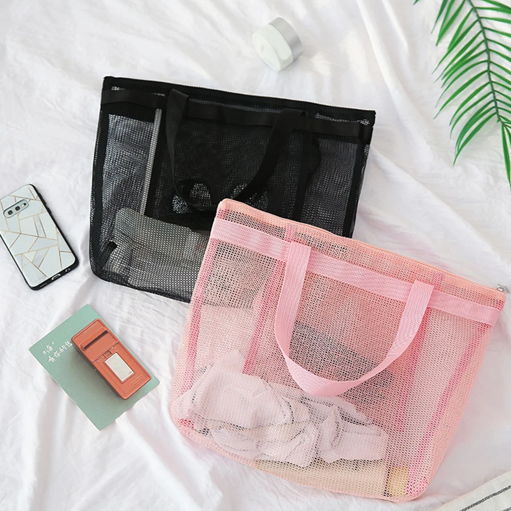 

Large Capacity Mesh Tote Shoulder Bag Travel Picnic Beach Toy Tool Storage Pouch for Ladies Outdoor Shopping Travel