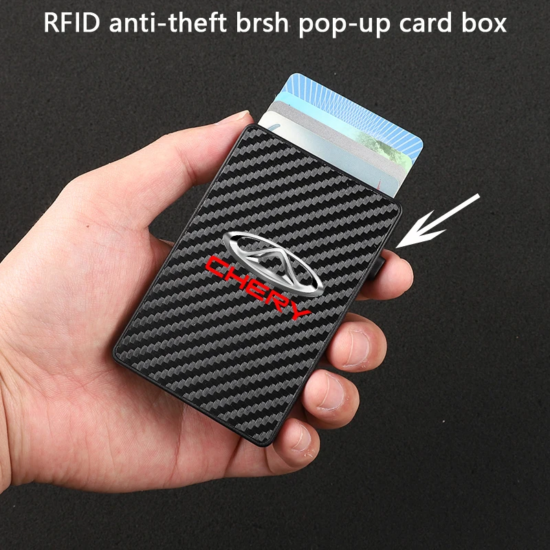 

For Chery Tiggo 8 Arrizo 5 pro gx 5x eQ7 Chery tiggo 7 Pro 2020 Car Anti-theft Carbon Fiber Bank Credit Pop Up ID Card Holder