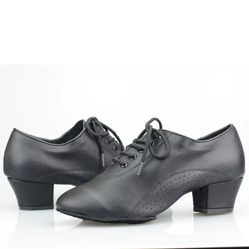 

Genuine leather Jazz Modern Dance Shoes for Women Ladies Ballroom Dance Boots with Close Toe 4.5cm