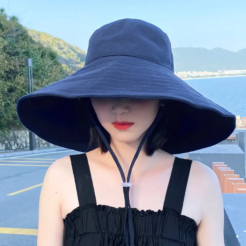 

Summer Wide Brim Sun Hat Trendy Women's Outdoor Travel Beach UPF50+ Bucket Hat Ladies Casual Solid Bob Fisherman Cap