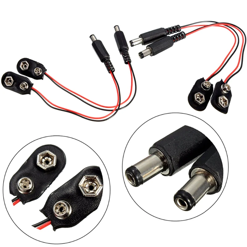 

2Pcs 9V Battery Snap Power Cable to DC 9V Clip T-Shaped With Cover Male Line Battery Adapter For Arduino DIY Jack Connector