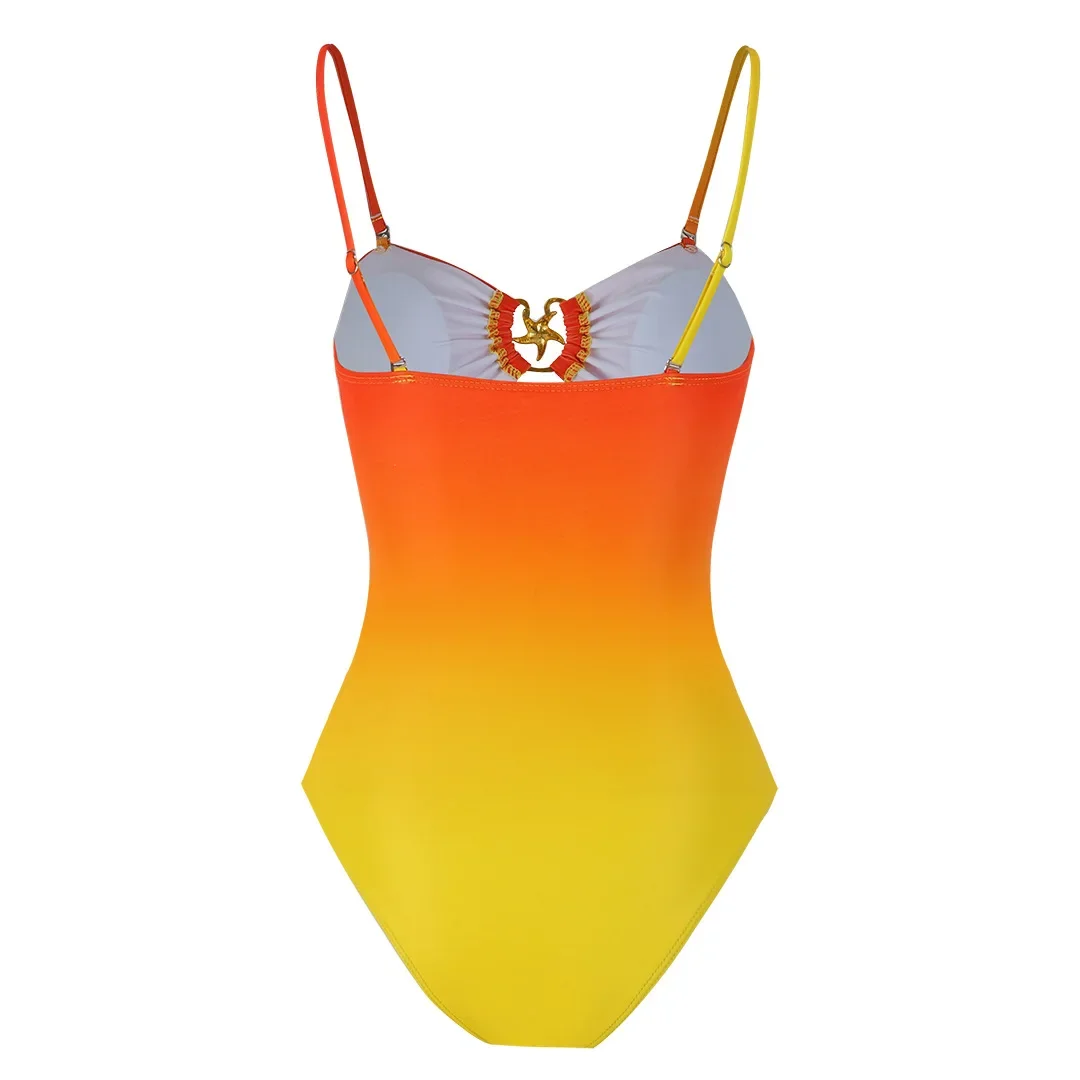 Фото Градиентный слитный купальник для женщин 2026: новая модель с эффектом утяжки, сексуальный купальник-боди с вырезами №3