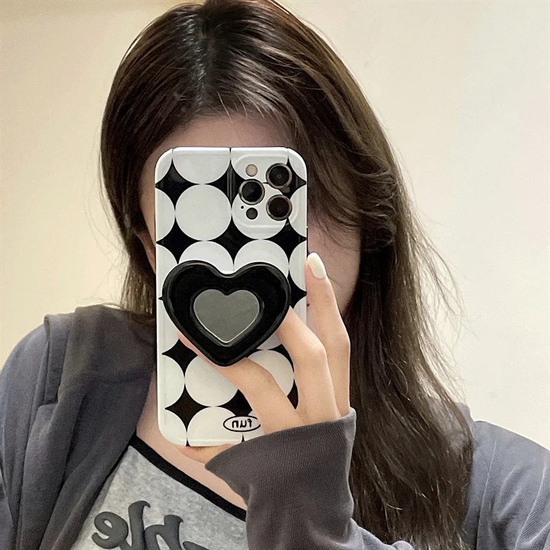 

Fashion creative personality Love mirror stand milk white For Apple iPhone 11 12 Pro Max Case Mini X XS XR 7 8 Plus SE2020 Cover