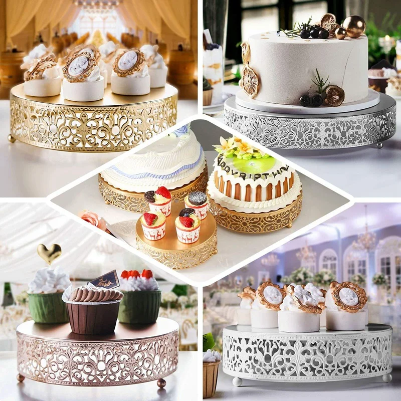 

3 Pieces Cake Stands Set Round Cupcake Stands Set Iron Wedding Brithday Party Celebration Dessert Display Plates