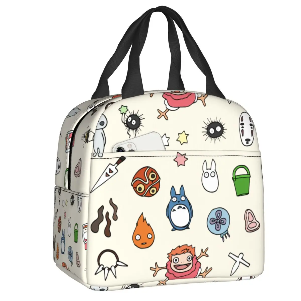 

Spirited Away Insulated Lunch Bag for Outdoor Picnic Miyazaki Hayao Anime Leakproof Cooler Thermal Lunch Box Women Children