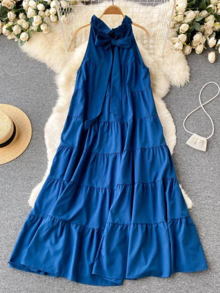 Женское пляжное платье без рукавов летние длинные платья-трапеции большого