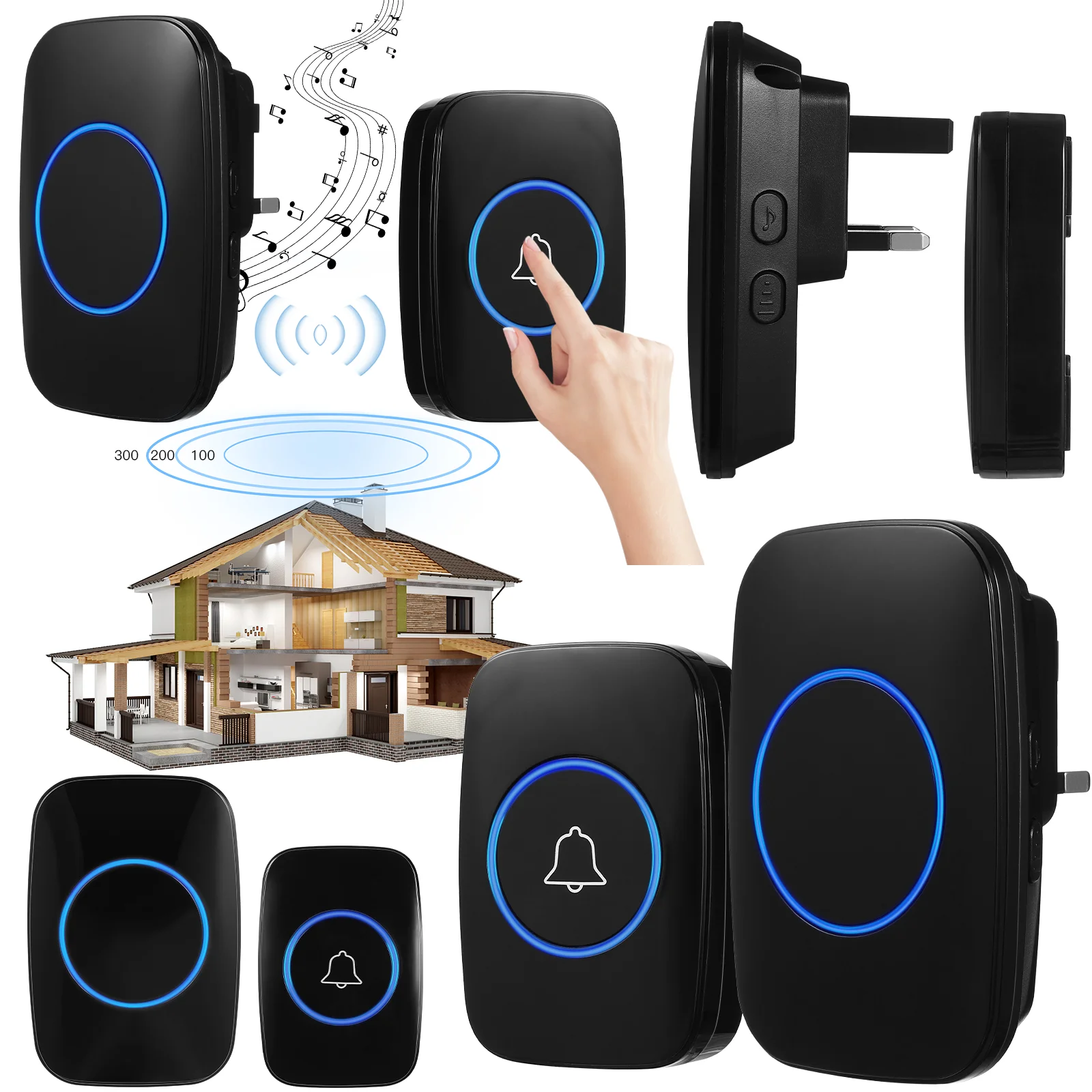 

Doorbell Wireless Home Ring Plug Household Long Distance Bells Cordless Entry Doorbells Abs Kit Elder