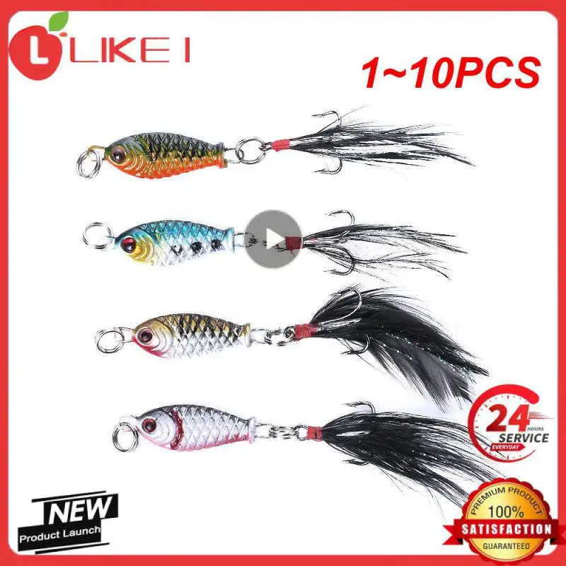 

1~10PCS 2.5cm 4g Fishing Lure With Feather Sharp Hook Crankbait Fishing Baits For Freshwater Saltwater Fishing Tackle Wobblers