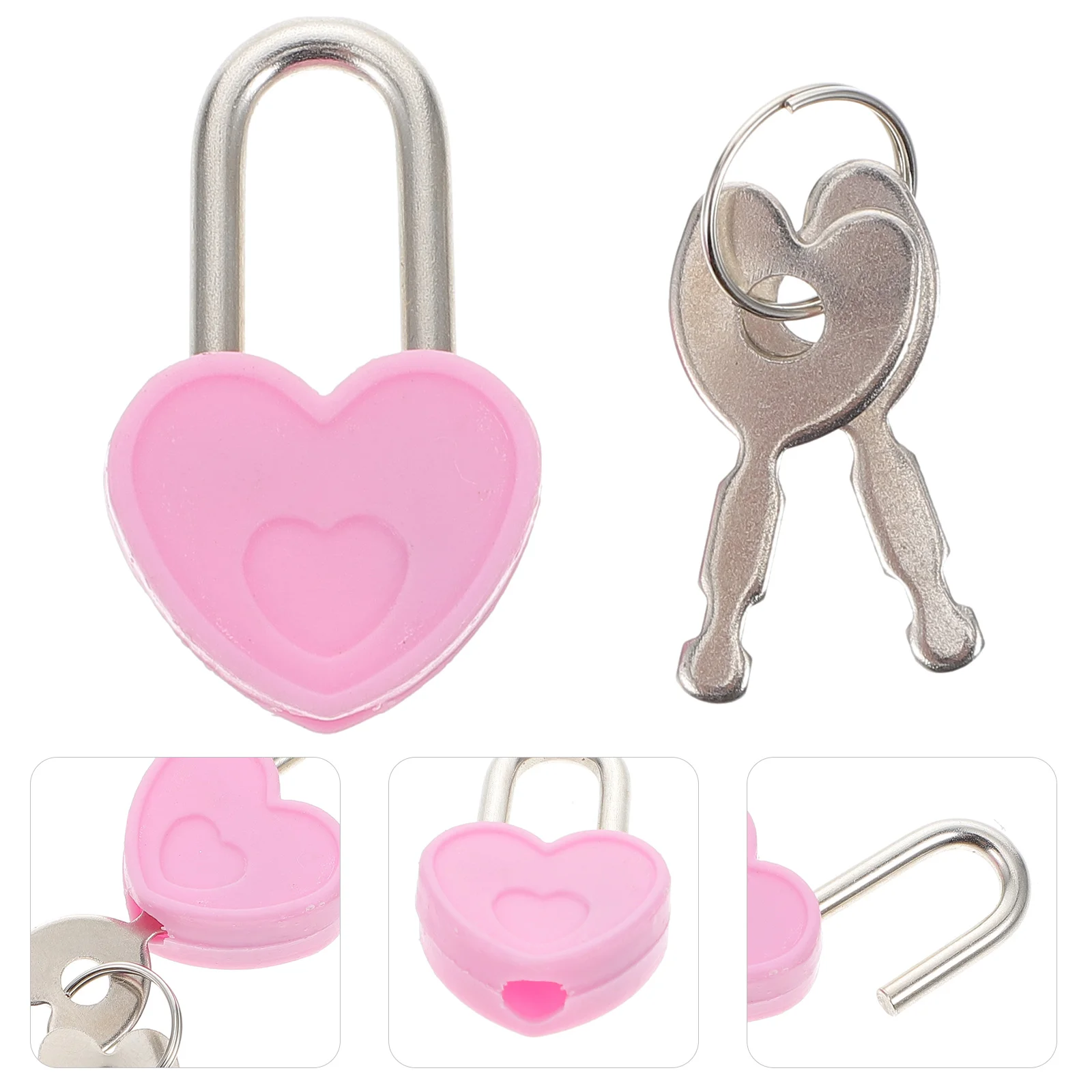 

Padlock Lock Heart Locks Key Mini Diary Luggage Padlocks Box Keys Book Love Metal Storage Drawer Wish Shaped Locker Notebook