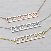 personalized bar necklace custom your name necklace charm square pendant necklace stainless steel gold necklace mom jewelry gift